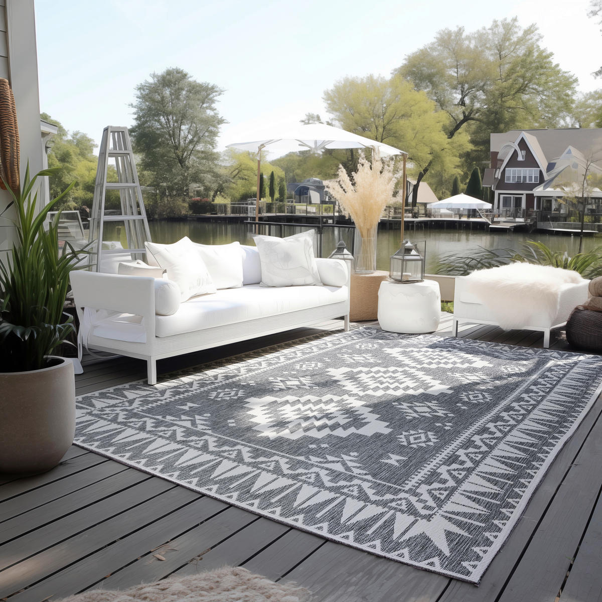 OUTDOORTEPPICH 200/290 cm Gemini Silberfarben, Weiß  - Silberfarben/Weiß, Design, Kunststoff/Textil (200/290cm) - Elle Decoration
