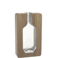 VASE Autentico 30 cm  - Hellbraun/Transparent, Natur, Glas/Holz (17/30/7cm) - Leonardo