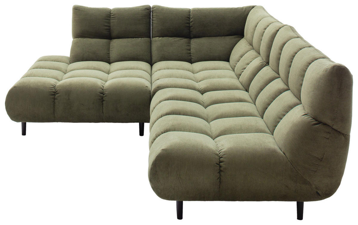 ECKSOFA Feincord Waldgrün  - Waldgrün/Schwarz, Design, Holz/Textil (215/288cm) - Pure Home Lifestyle