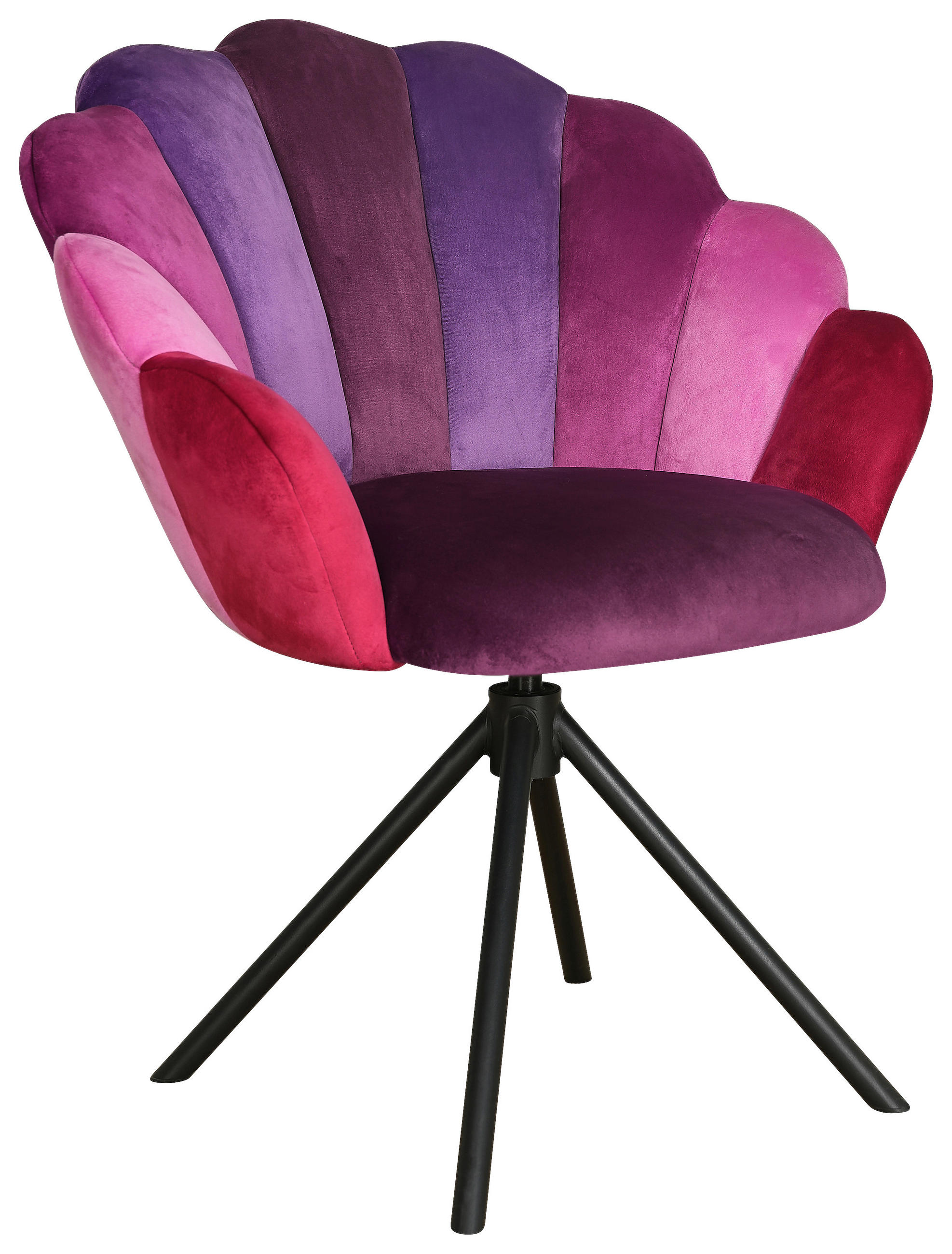 STUHL - Lila/Schwarz, Design, Textil/Metall (72/86/63cm) - Milino