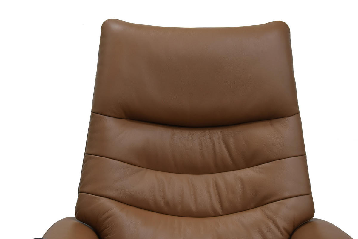 FERNSEHSESSEL  mit Relaxfunktion, Kopfteilverstellung, Aufstehhilfe, Fußteilverstellung Echtleder Lederlook Cognac  - Cognac/Schwarz, Design, Leder/Kunststoff (78.5/87,5-112,5/87,5-161cm) - Cantus