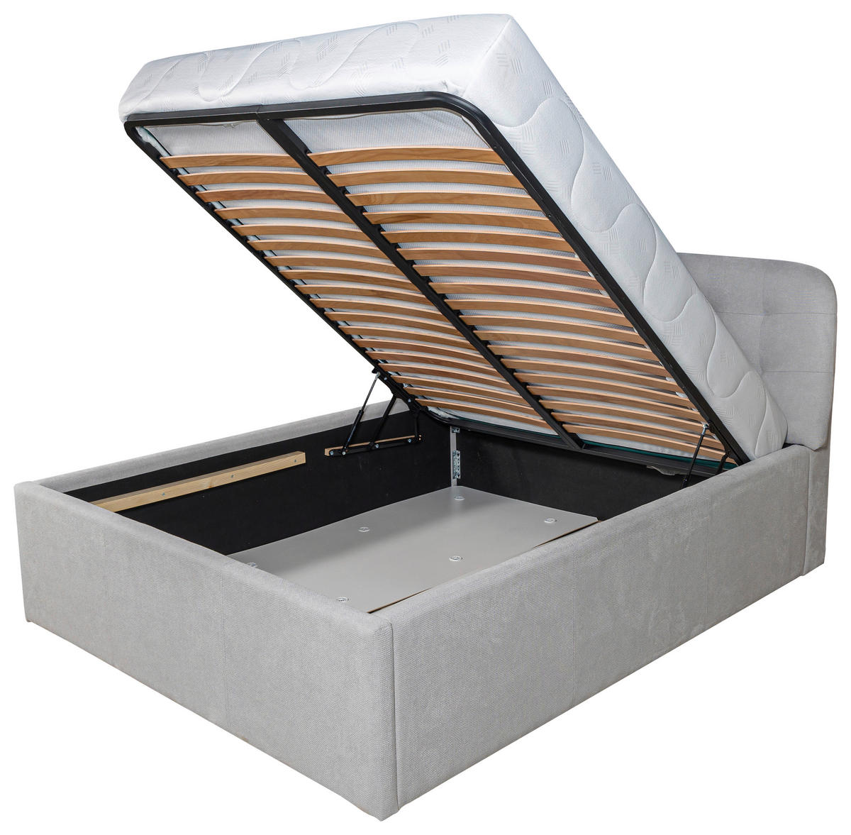 Pat Tapițat 160x200 Cm, gri - gri, Modern, textil (184/110/223cm) - Hom`in