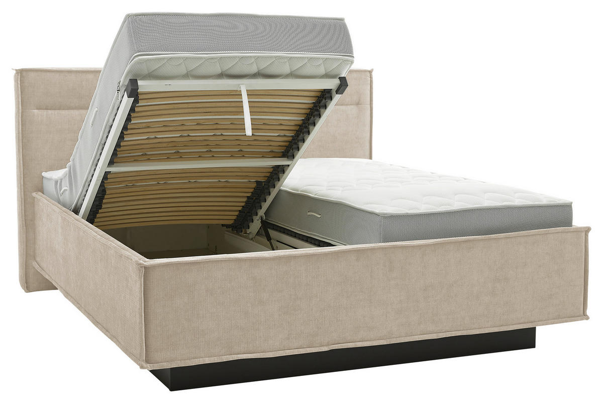 POLSTERBETT gepolstertes Kopfteil, Bettkasten, Lattenroste, Matratzen 180/200 cm  in Beige  - Schieferfarben/Beige, Design, Textil (180/200cm) - Musterring