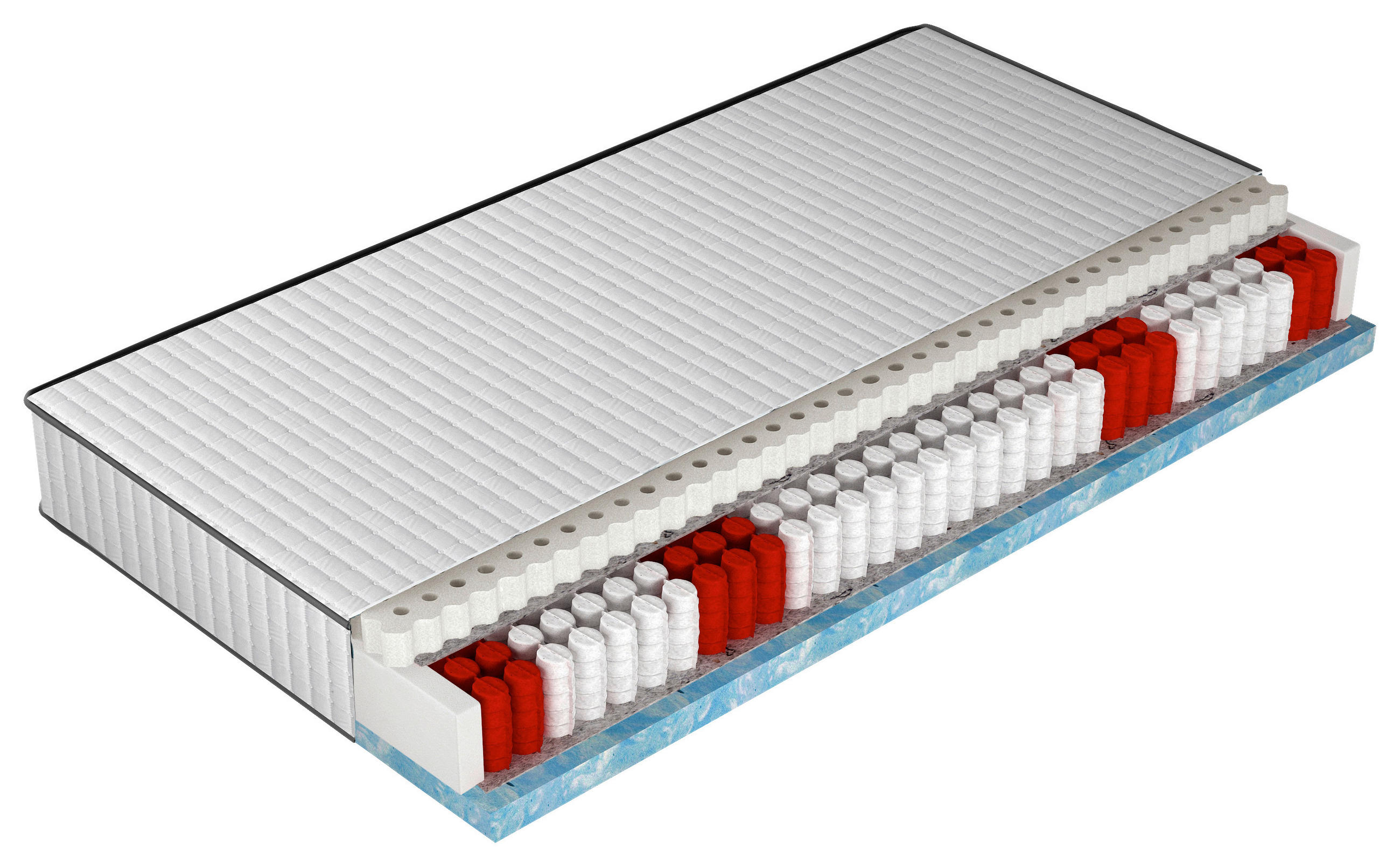 TASCHENFEDERKERNMATRATZE 120/200 cm, Höhe ca.: 22 cm, H2 = mittel, 7-Zonen - Textil (120/200cm)