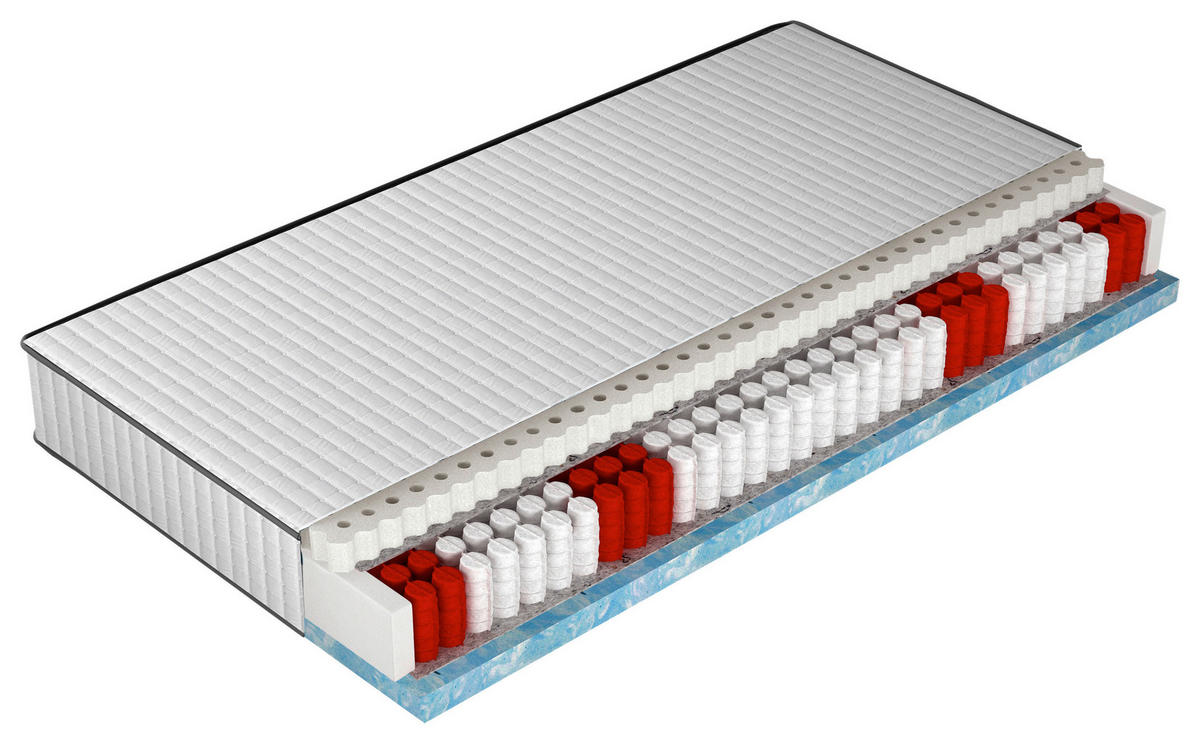 TASCHENFEDERKERNMATRATZE 120/200 cm, Höhe ca.: 22 cm, H2 = mittel, 7-Zonen - Textil (120/200cm)