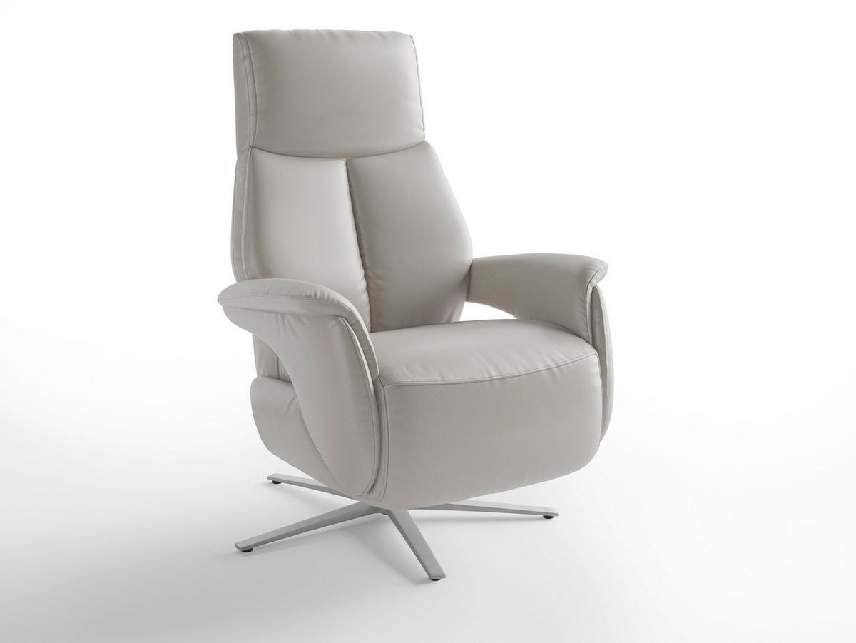 RELAXAČNÍ KŘESLO, kůže, světle šedá - barvy stříbra/světle šedá, Basics, kov/kůže (75/110/85cm) - Sit & More