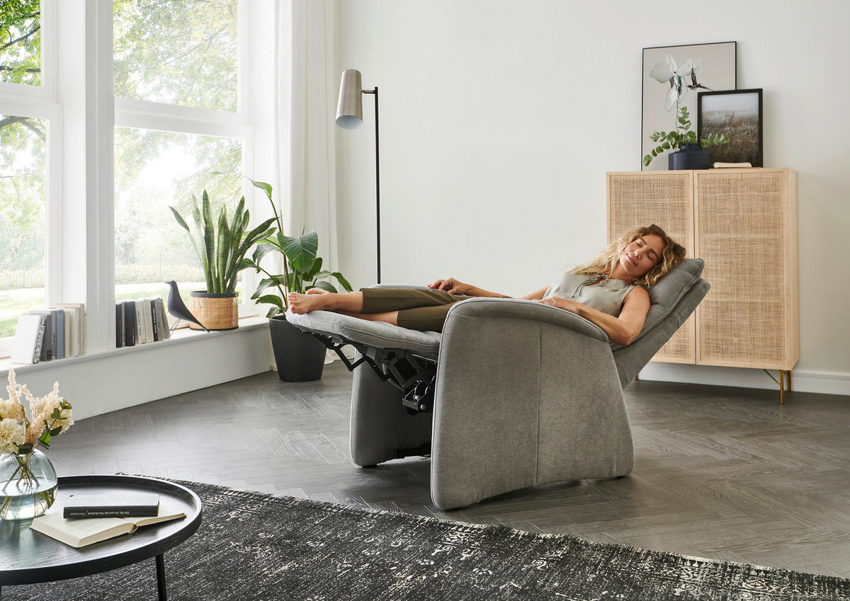 FERNSEHSESSEL in Chenille Grau  - Grau, Konventionell, Textil (79/114/87cm) - Valdera