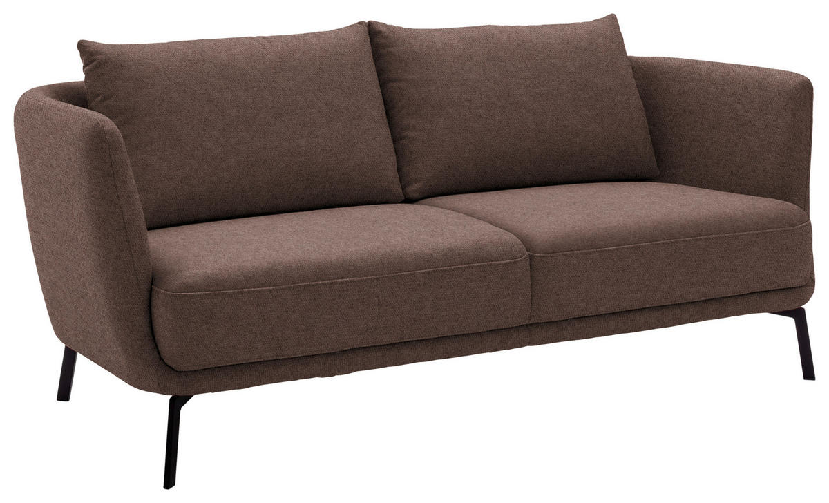 2,5-SITZER  in Flachgewebe Braun  - Schwarz/Braun, Design, Textil/Metall (190/71/91cm) - Schöner Wohnen