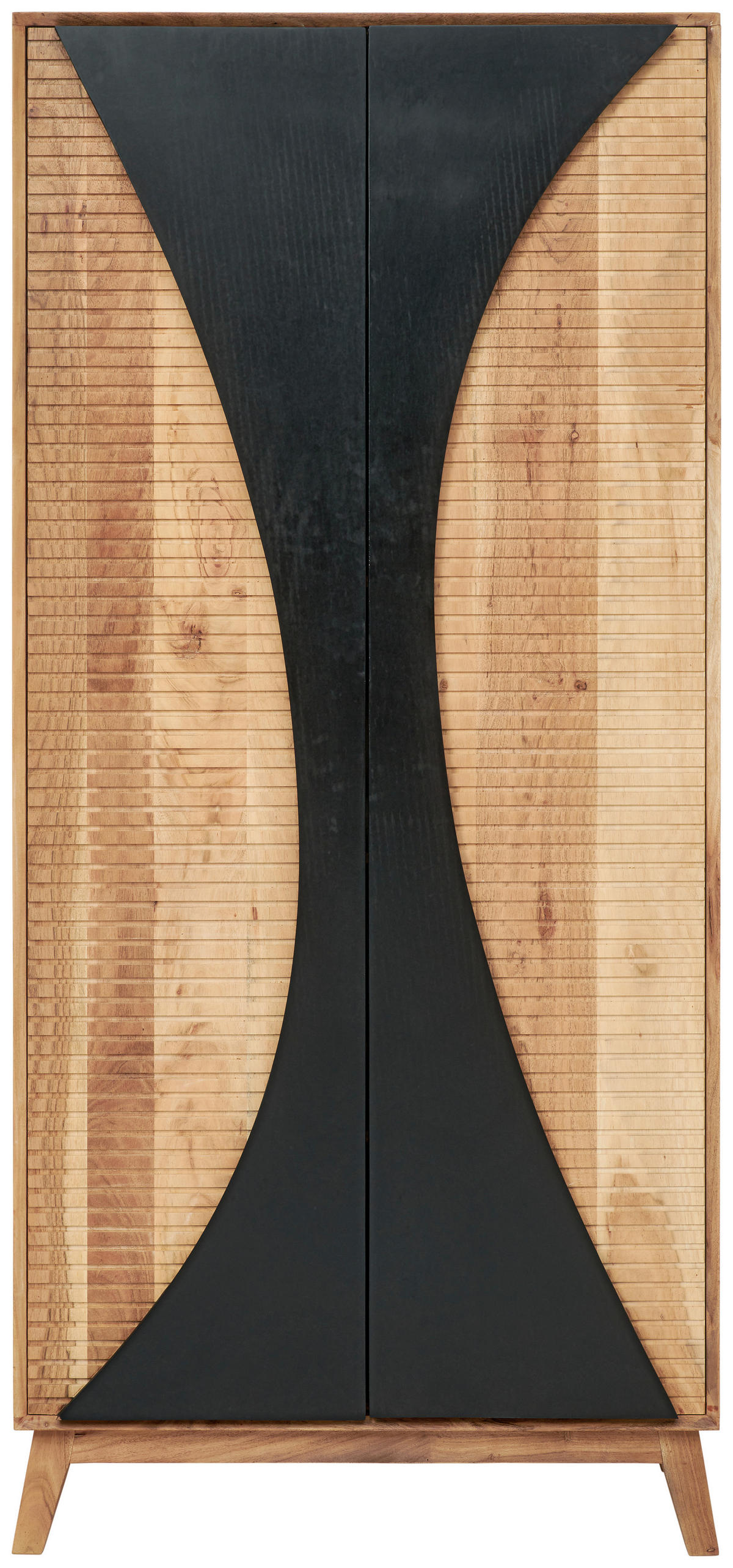 FÉLMAGAS SZEKRÉNY 80/185/42 cm  - akáciaszínű/fekete, Trend, fa (80/185/42cm) - Landscape