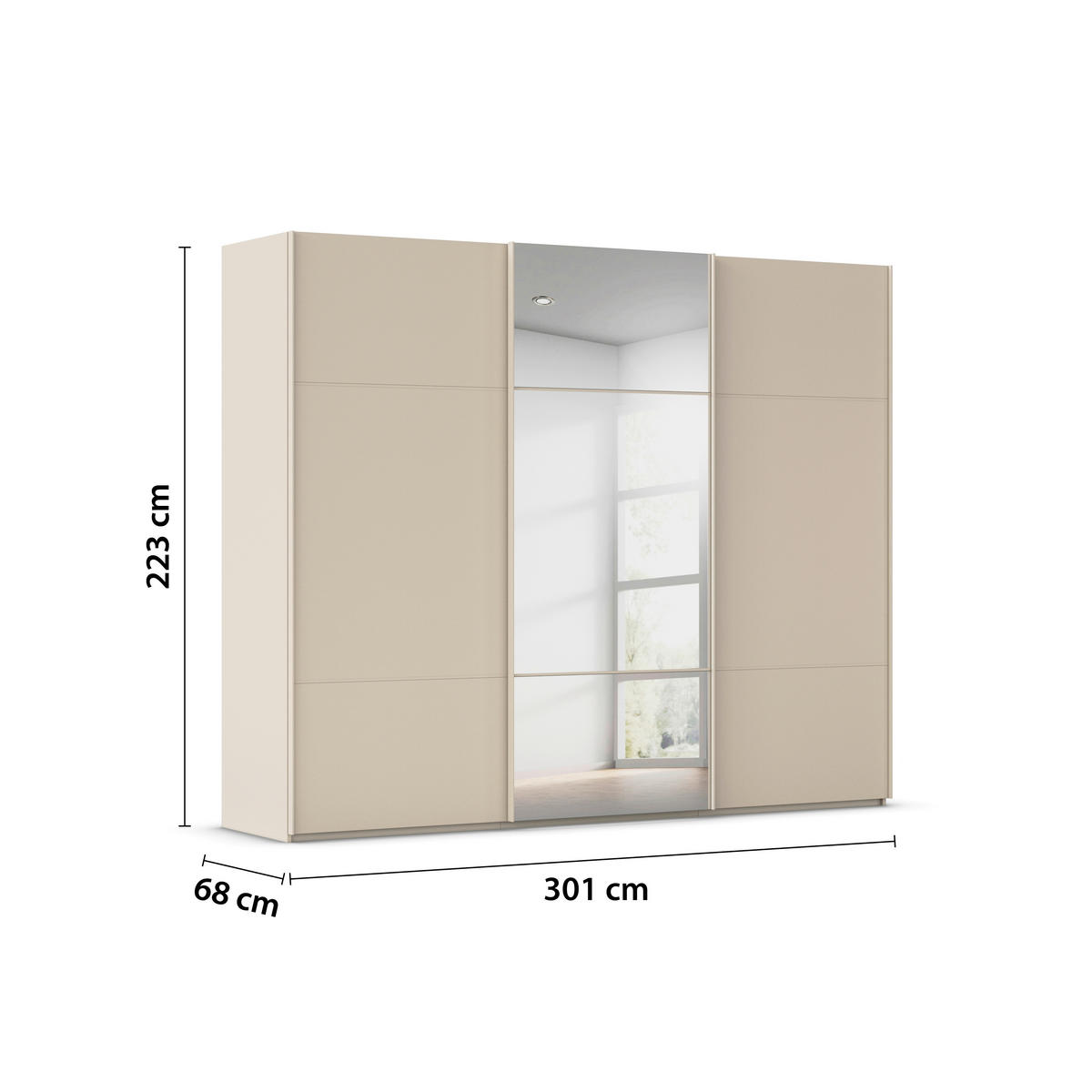 SCHWEBETÜRENSCHRANK  in Champagner  - Champagner, KONVENTIONELL, Glas/Holzwerkstoff (301/223/68cm) - Novel