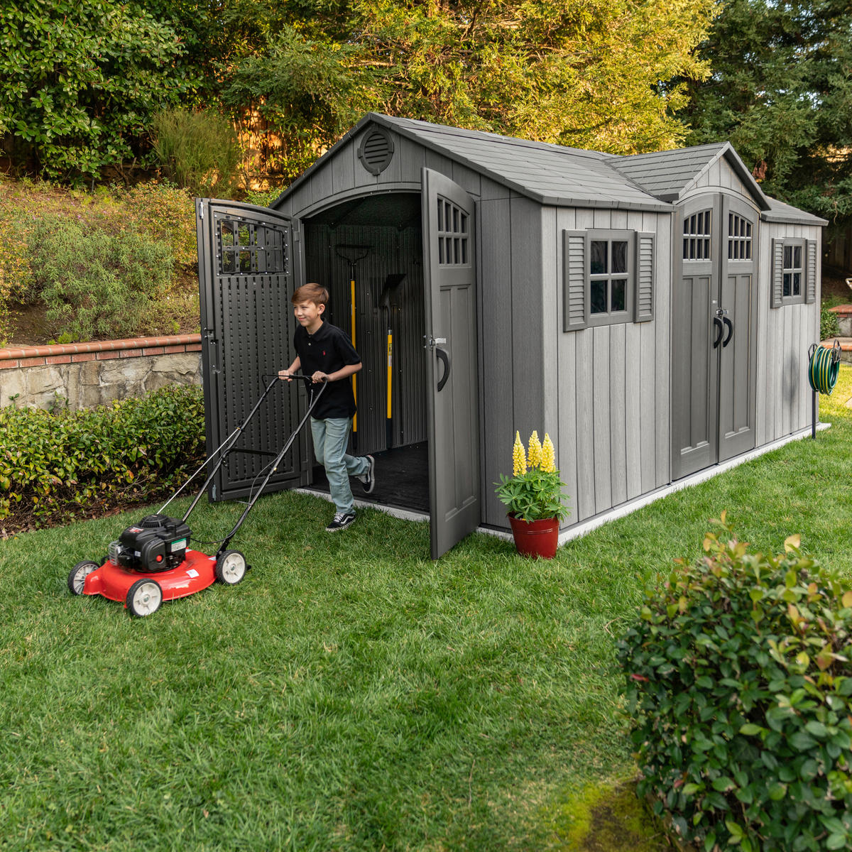GERÄTEHAUS 457/244/244 cm  - Dunkelgrau, Basics, Kunststoff (457/244/244cm) - Ambia Garden