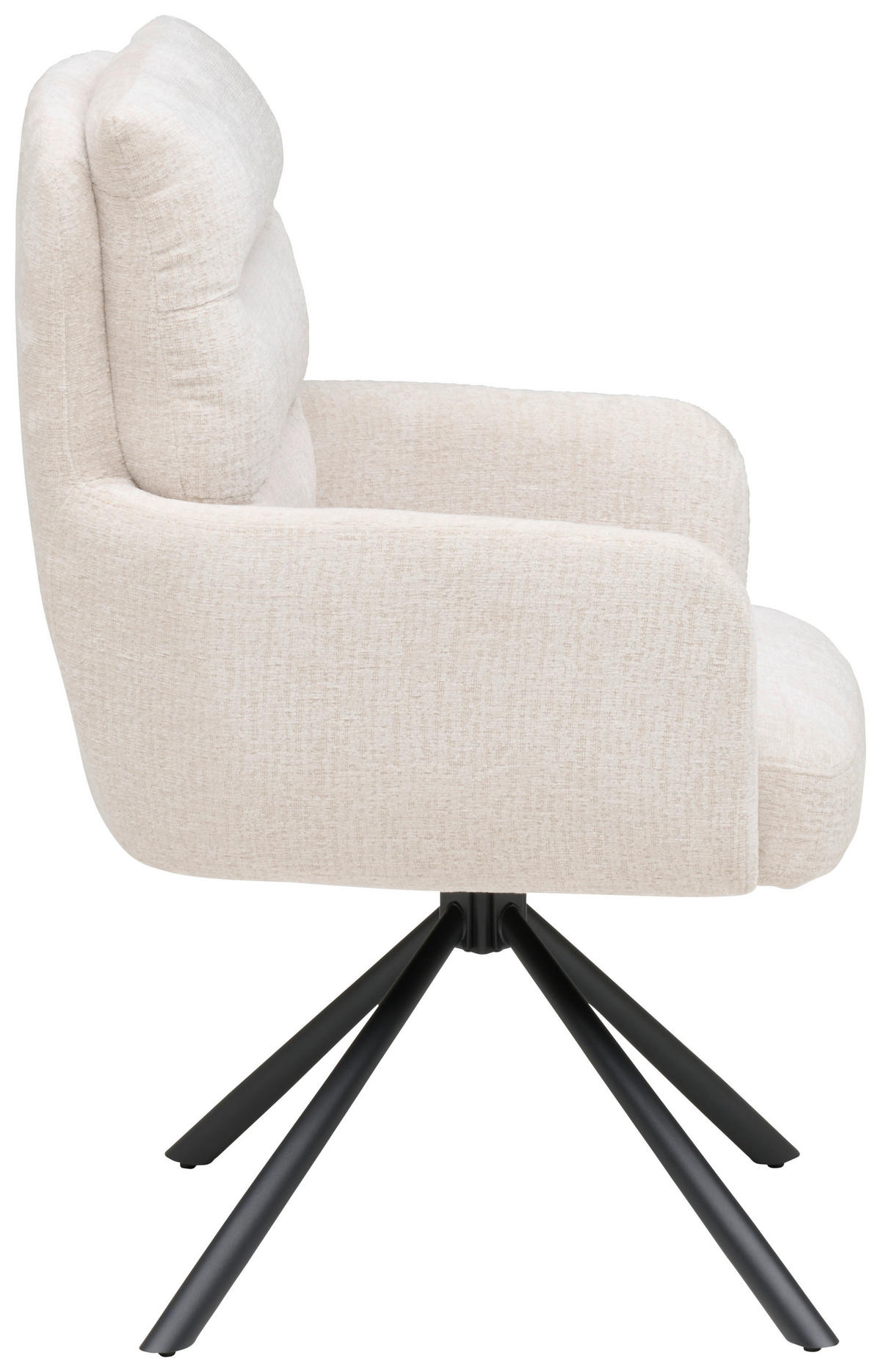 ARMLEHNSTUHL  Sitzfläche 180° drehbar Webstoff  - Beige/Schwarz, MODERN, Textil/Metall (57/95/65cm) - MID.YOU