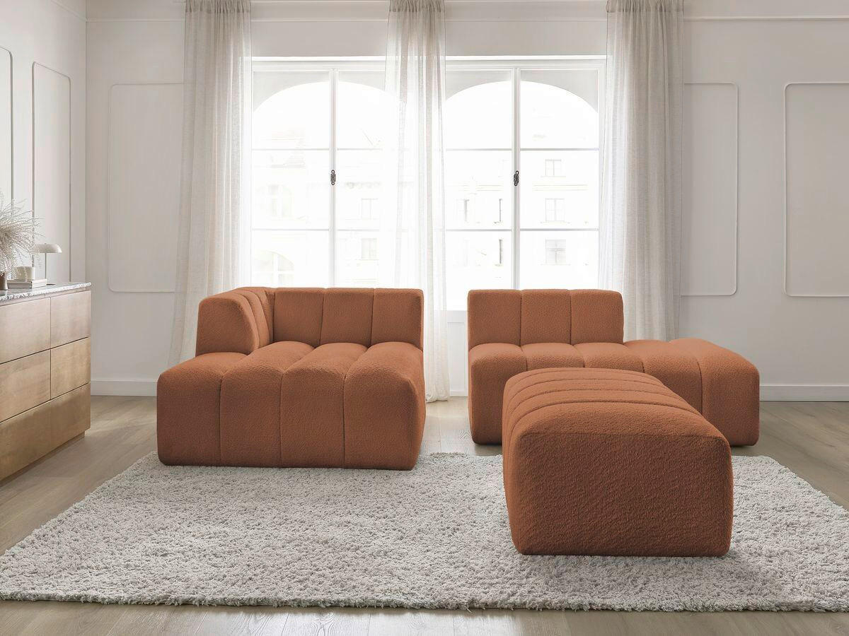 ECKSOFA  ANNECY Orange Bouclé  - Schwarz/Orange, MODERN, Kunststoff/Textil (170/262cm)