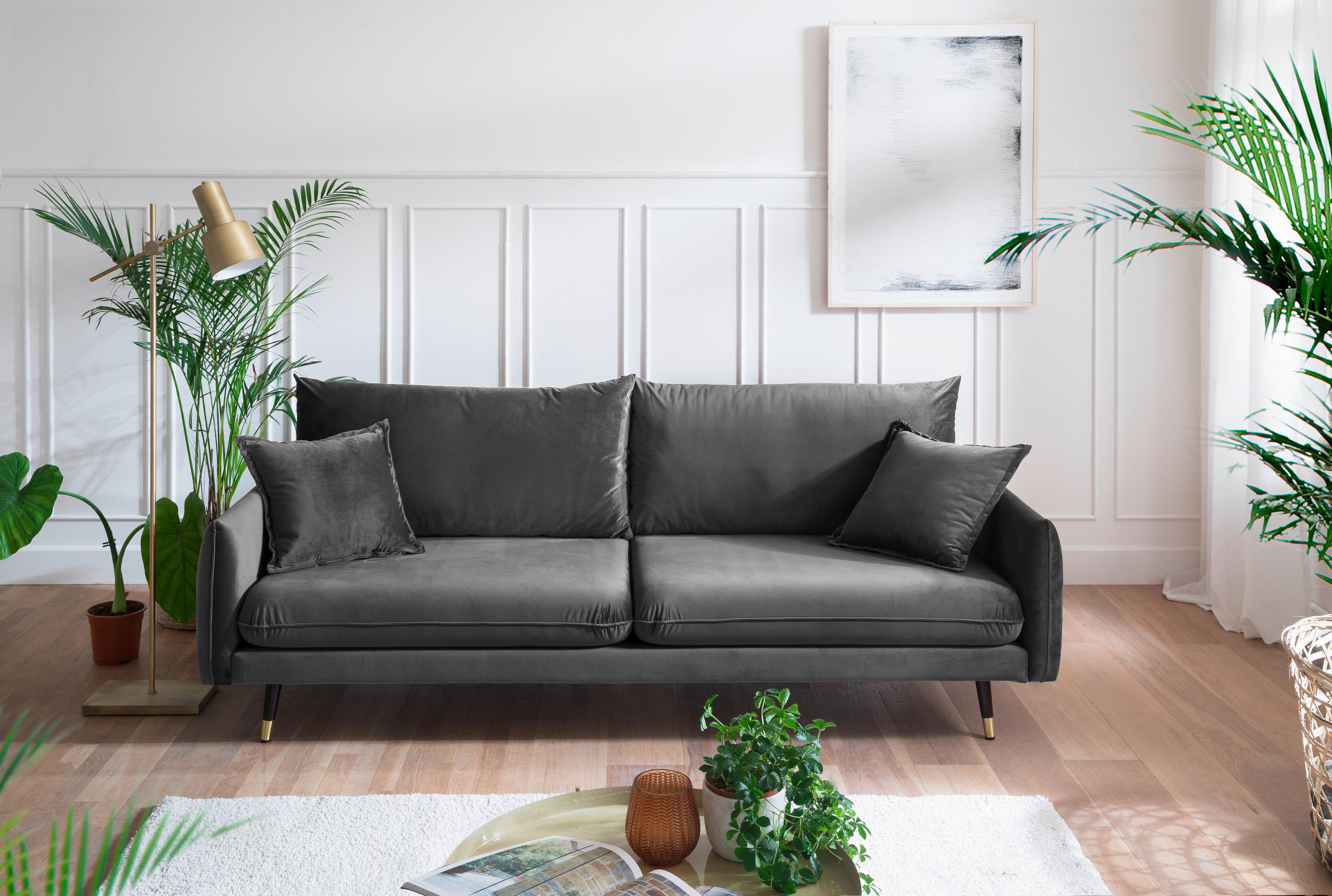 MID.YOU TŘÍMÍSTNÁ POHOVKA, textil, antracitová