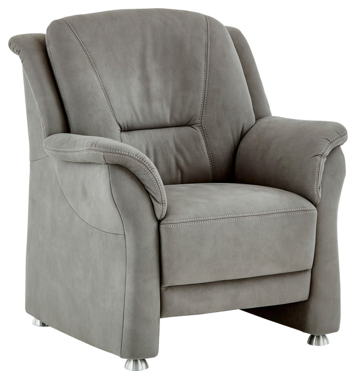 SESSEL Mikrofaser Grau  - Beige/Alufarben, Konventionell, Textil/Metall (90/100/89cm) - Beldomo Comfort