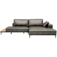 ECKSOFA  in Echtleder Grau  304/201 cm  - Schwarz/Grau, Design, Leder/Metall (304/201cm) - Belluti