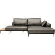 ECKSOFA  in Echtleder Grau  304/201 cm  - Schwarz/Grau, Design, Leder/Metall (304/201cm) - Belluti