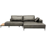ECKSOFA  in Echtleder Grau  304/201 cm  - Schwarz/Grau, Design, Leder/Metall (304/201cm) - Belluti