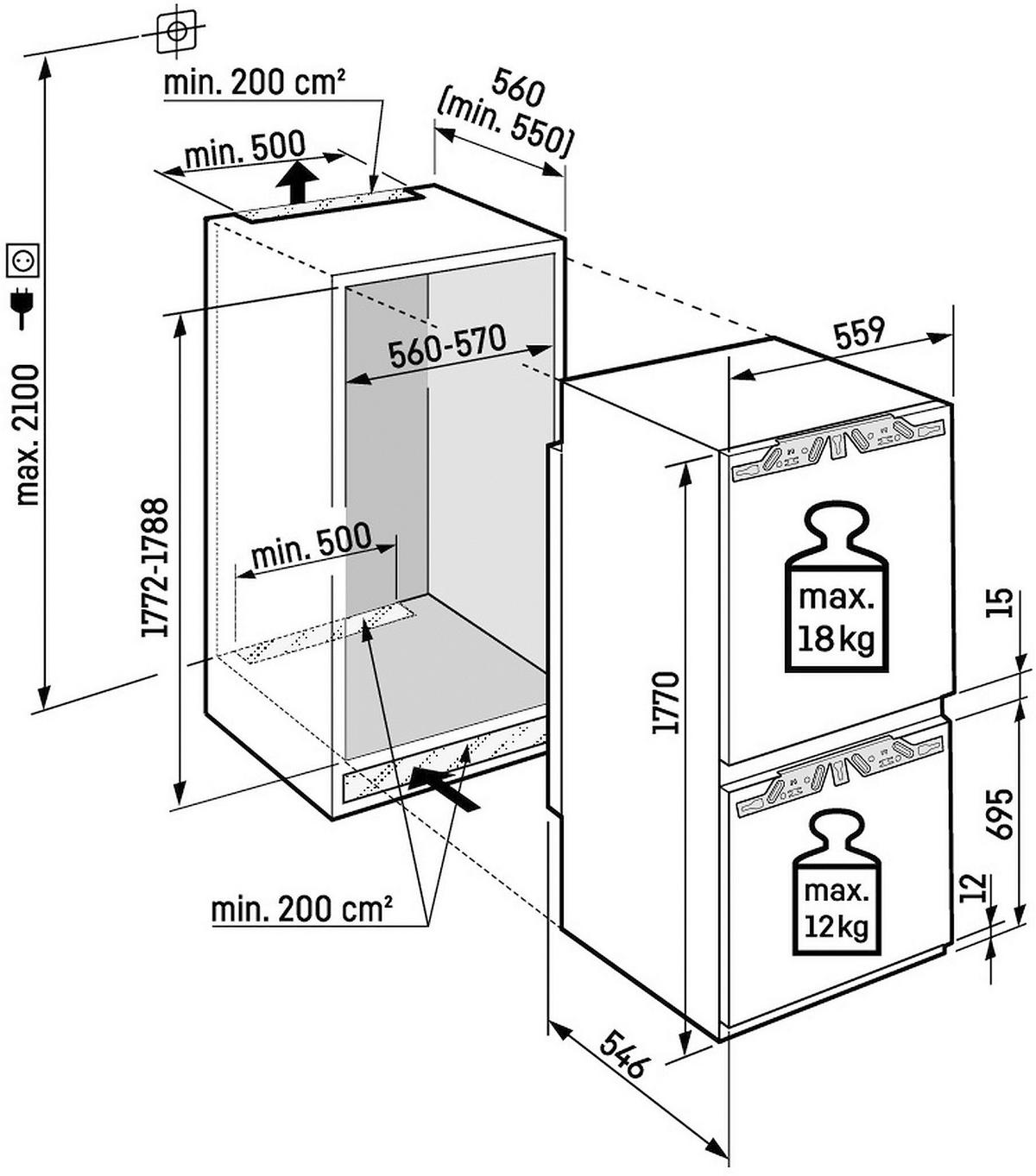 KÜHL-GEFRIER-KOMBINATION ICd 5103  - Weiß, Basics, Metall (55,9/177/54,6cm) - Liebherr