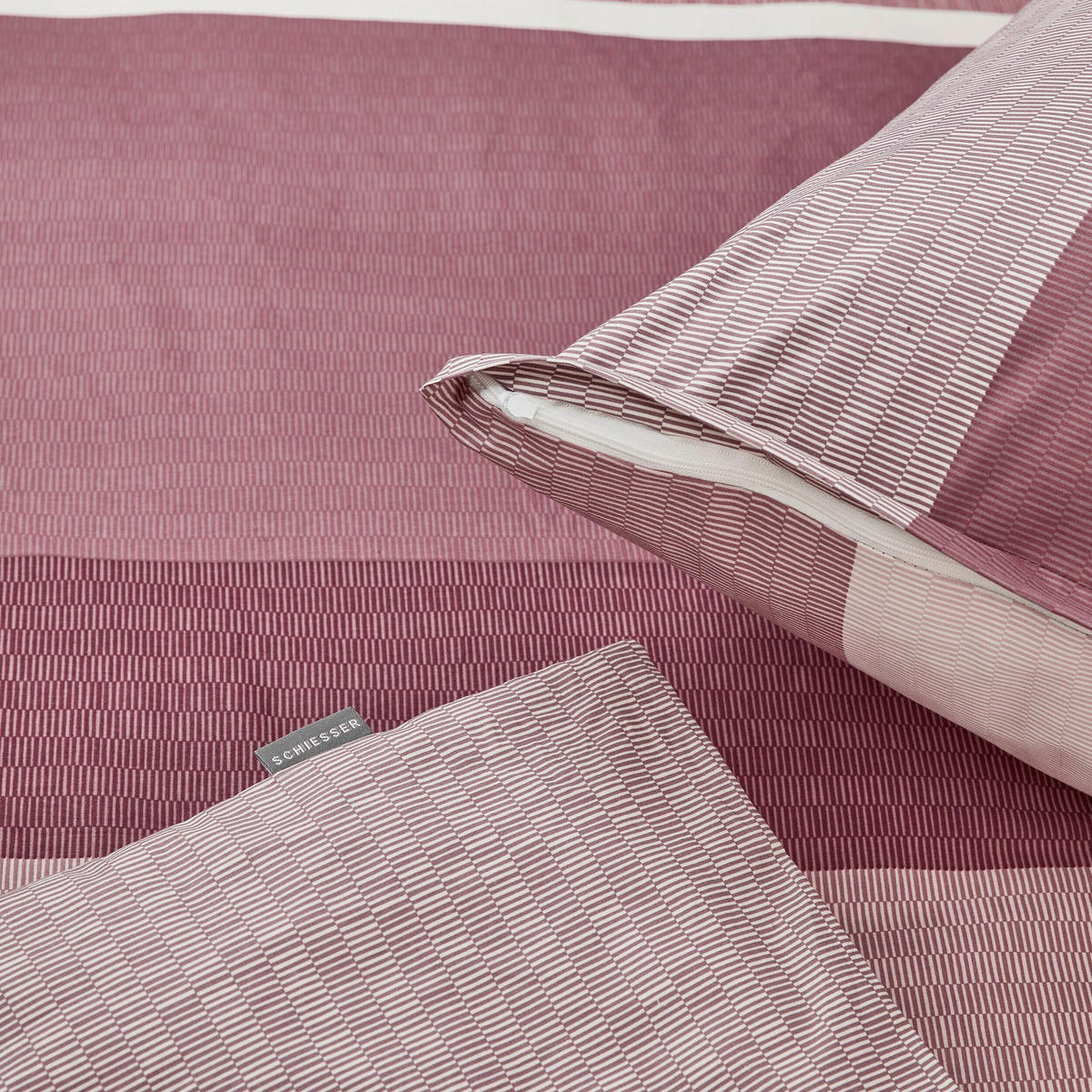 BETTWÄSCHE 2-teilig ENDY STRIPES Renforcé 135/200 cm  - Beere, Basics, Textil (135/200cm)