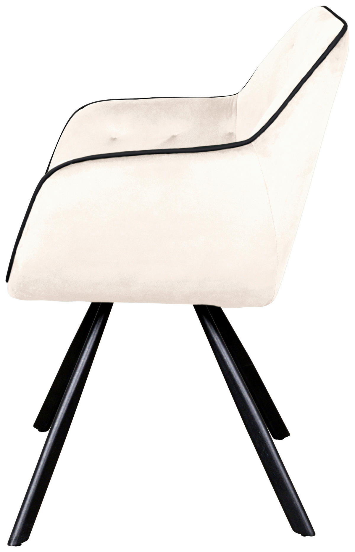 STOLIČKA S PODRÚČKAMI, zamat, krémová - čierna/krémová, Modern, kov/textil (60/85,5/57,5cm) - MID.YOU
