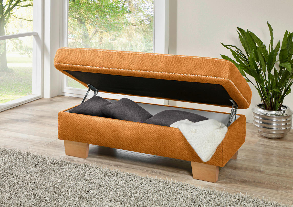 ECKSOFA in Mikrofaser Orange  - Eichefarben/Beige, Natur, Holz/Textil (273/226cm) - Beldomo System