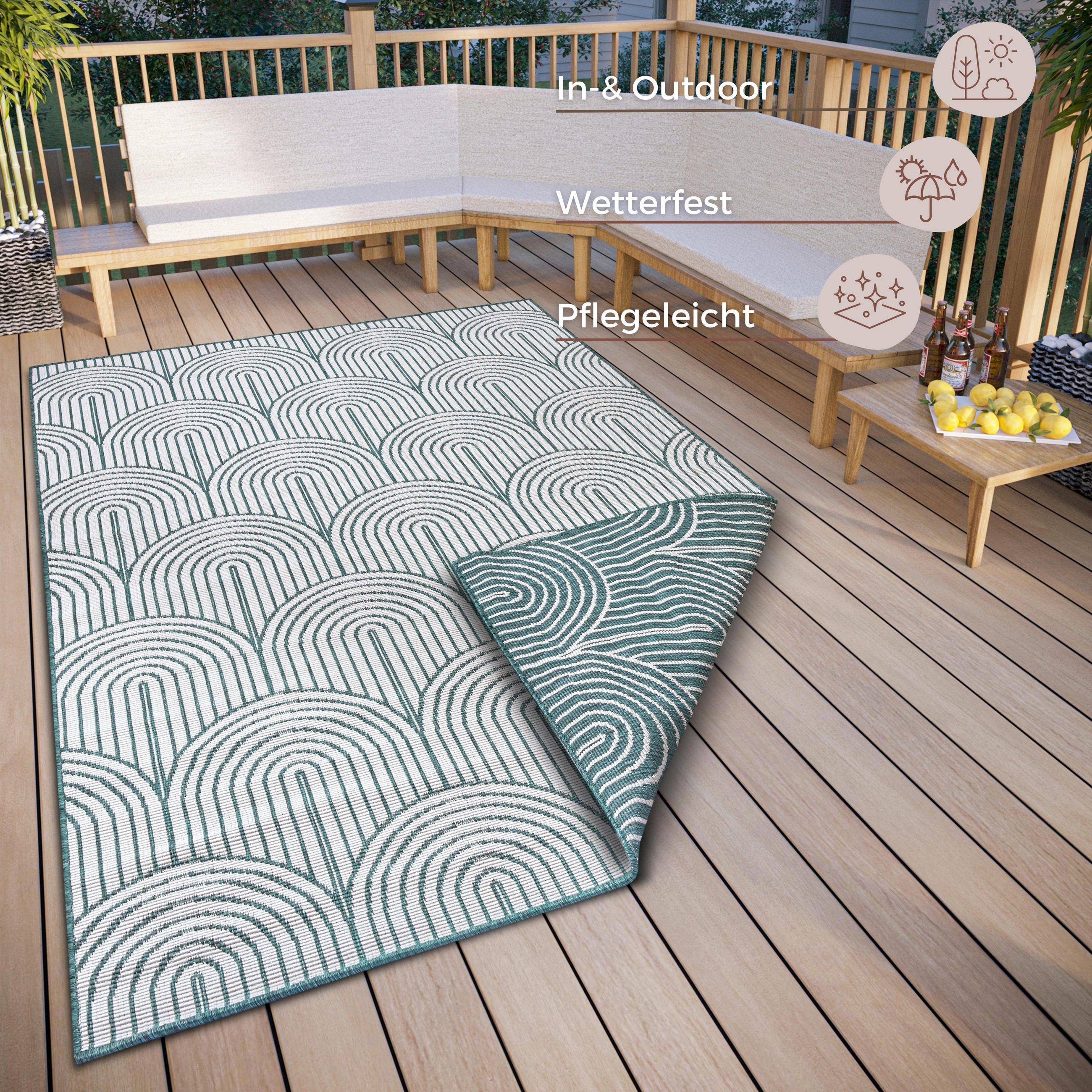 OUTDOORTEPPICH 80/150 cm Pangli Grün, Weiß  - Weiß/Grün, Design, Kunststoff (80/150cm)