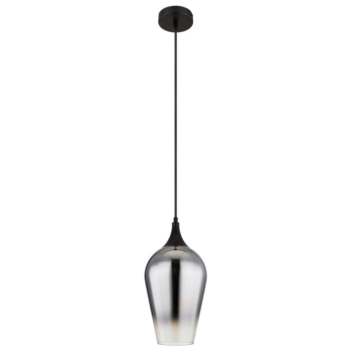 HÄNGELEUCHTE 18/120 cm    - Chromfarben/Schwarz, Design, Glas/Metall (18/120cm) - Globo
