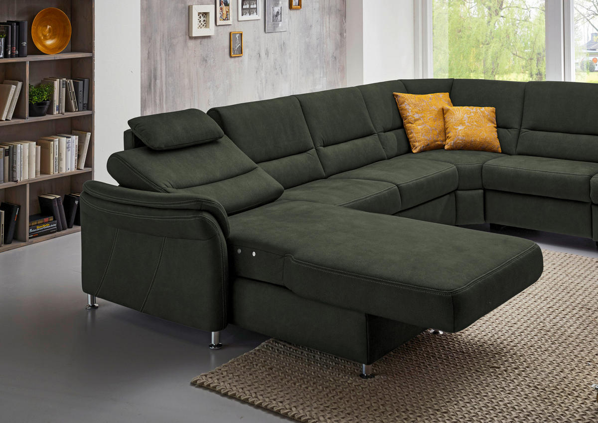SOFFA i mikrofiber mörkgrön  - aluminiumfärg/mörkgrön, Klassisk, metall/textil (173/330/262cm) - Beldomo System