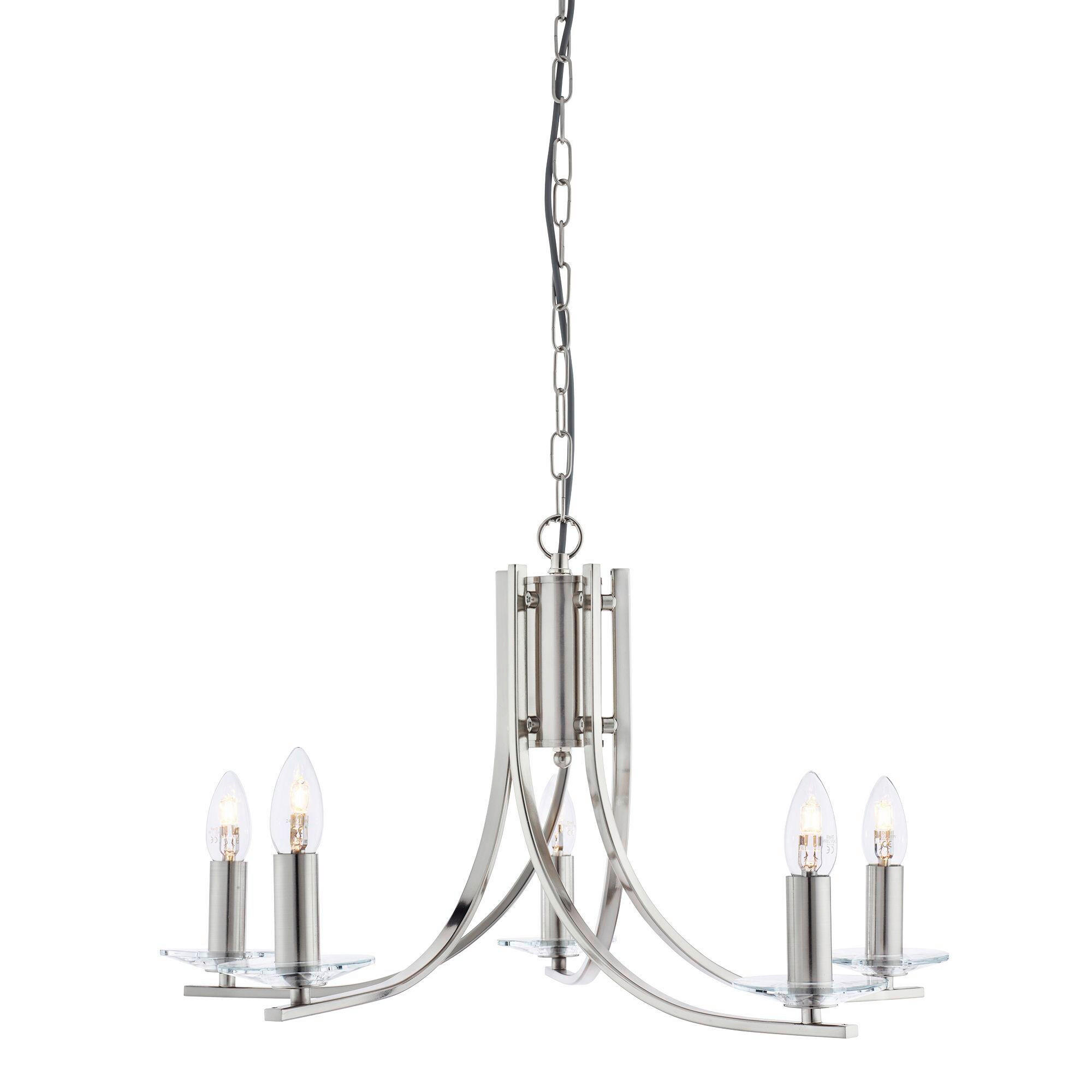 KRONLEUCHTER Ascona 62/90 cm   - Silberfarben, Design, Glas/Metall (62/90cm) - Searchlight