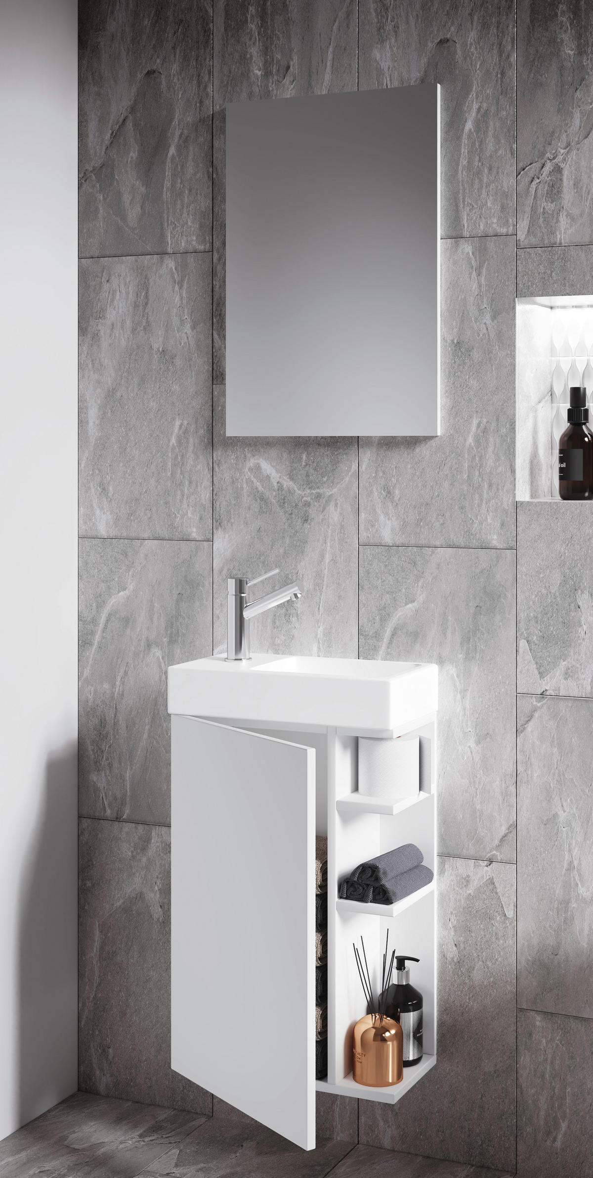 GÄSTEBAD - Weiß, MODERN, Glas/Keramik (40cm) - MID.YOU