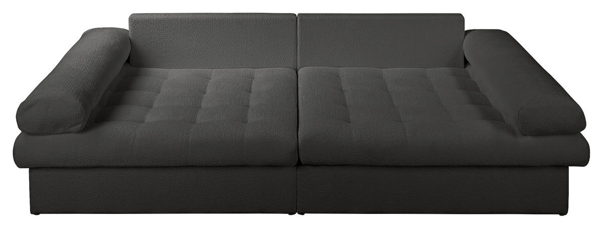 BIGSOFA Naomi Teddystoff Dunkelgrau  - Dunkelgrau/Schwarz, Design, Kunststoff/Textil (284/94/148cm) - Livetastic