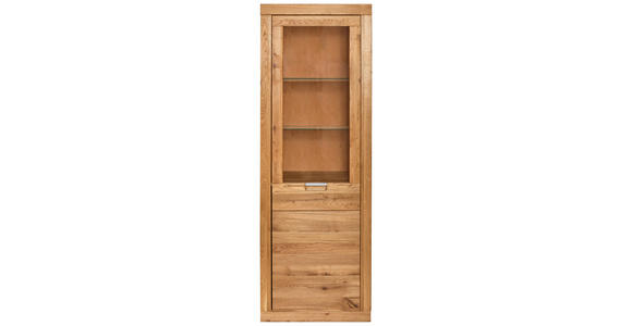 VITRINE in massiv Wildeiche Wildeiche  - Wildeiche/Alufarben, Natur, Glas/Holz (65/192/42cm) - Carryhome