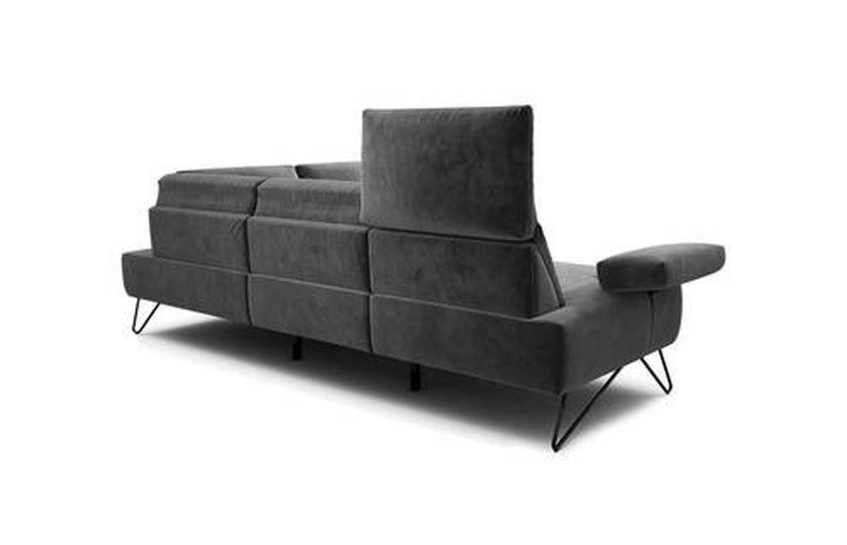 ECKSOFA in Samt Anthrazit  248-263/193 cm  - Anthrazit/Schwarz, Design, Textil/Metall (248-263/193cm) - SENSOO