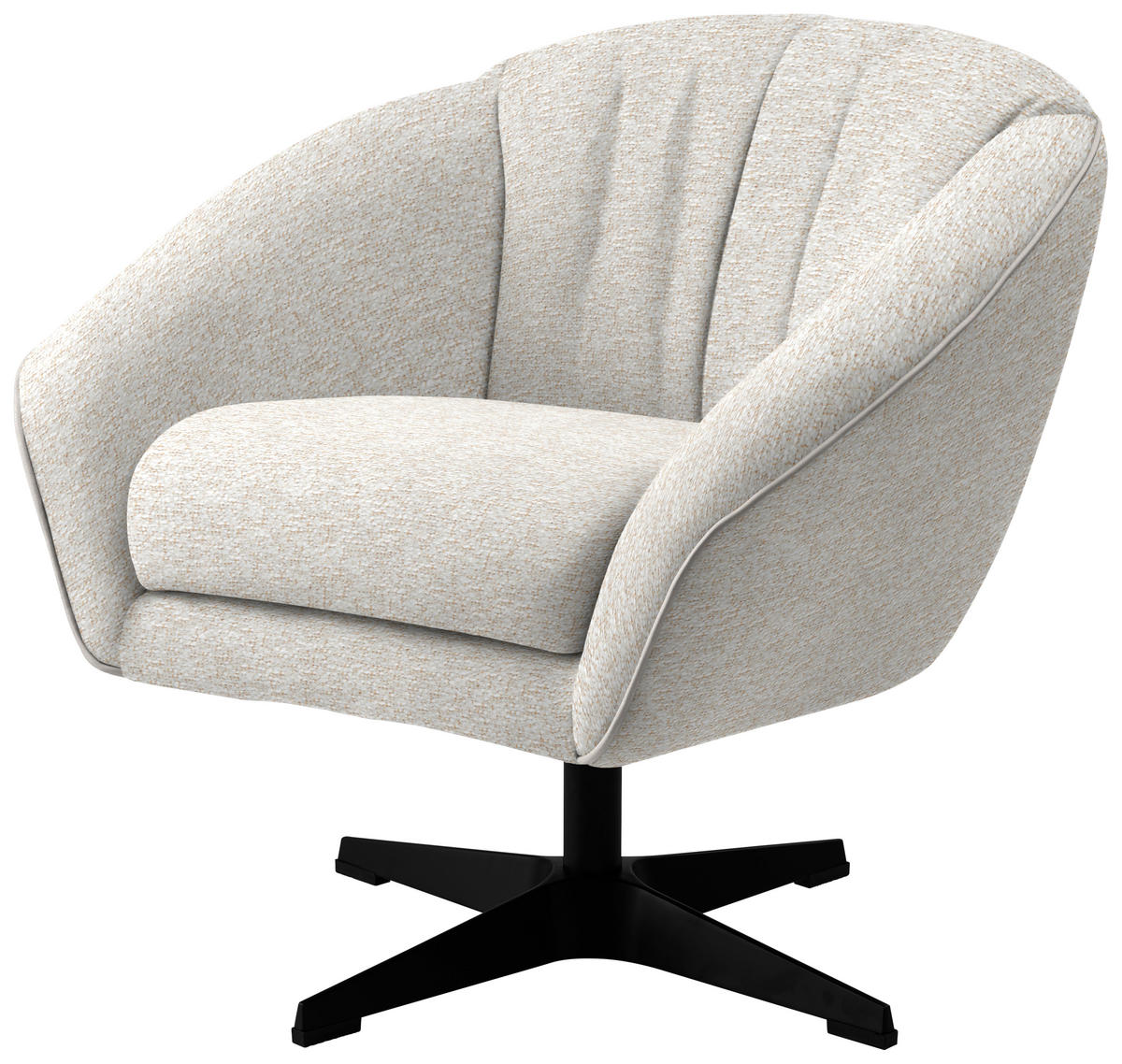 SESSEL in Webstoff Creme  - Creme/Schwarz, Design, Textil/Metall (80/78/80cm) - Stylife