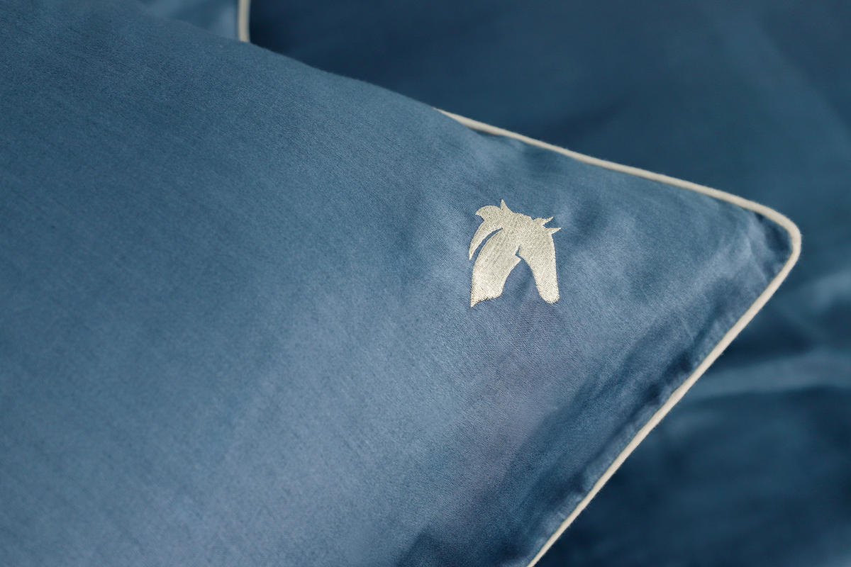 WENDEBETTWÄSCHE Marcel.Remus.Design - Palma blau Satin 135/200 cm  - Blau, Design, Textil (135/200cm)