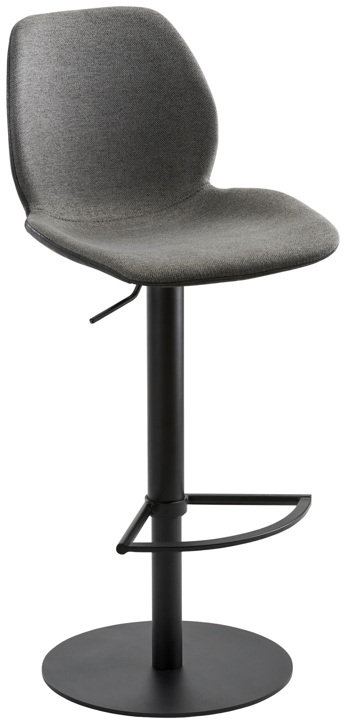 BARHOCKER Webstoff Anthrazit, Schwarz Stahl Sitzfläche 360° drehbar, abwischbar  - Anthrazit/Schwarz, Design, Textil/Metall (46/84,5-109,5/50cm) - Novel