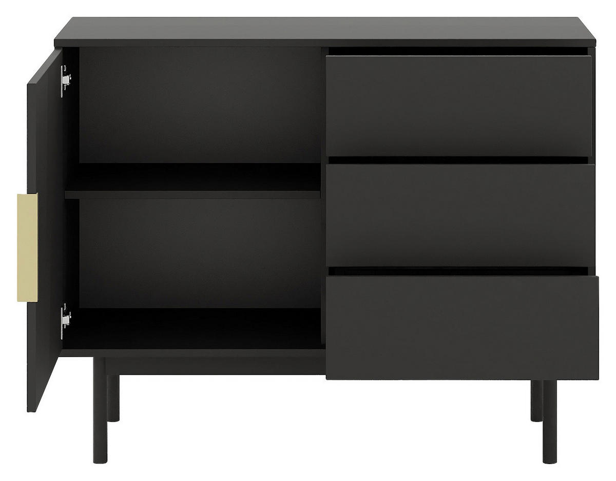 KOMMODE Viva  in 104/82/39 cm  - Goldfarben/Schwarz, Design, Holzwerkstoff/Metall (104/82/39cm) - Xora