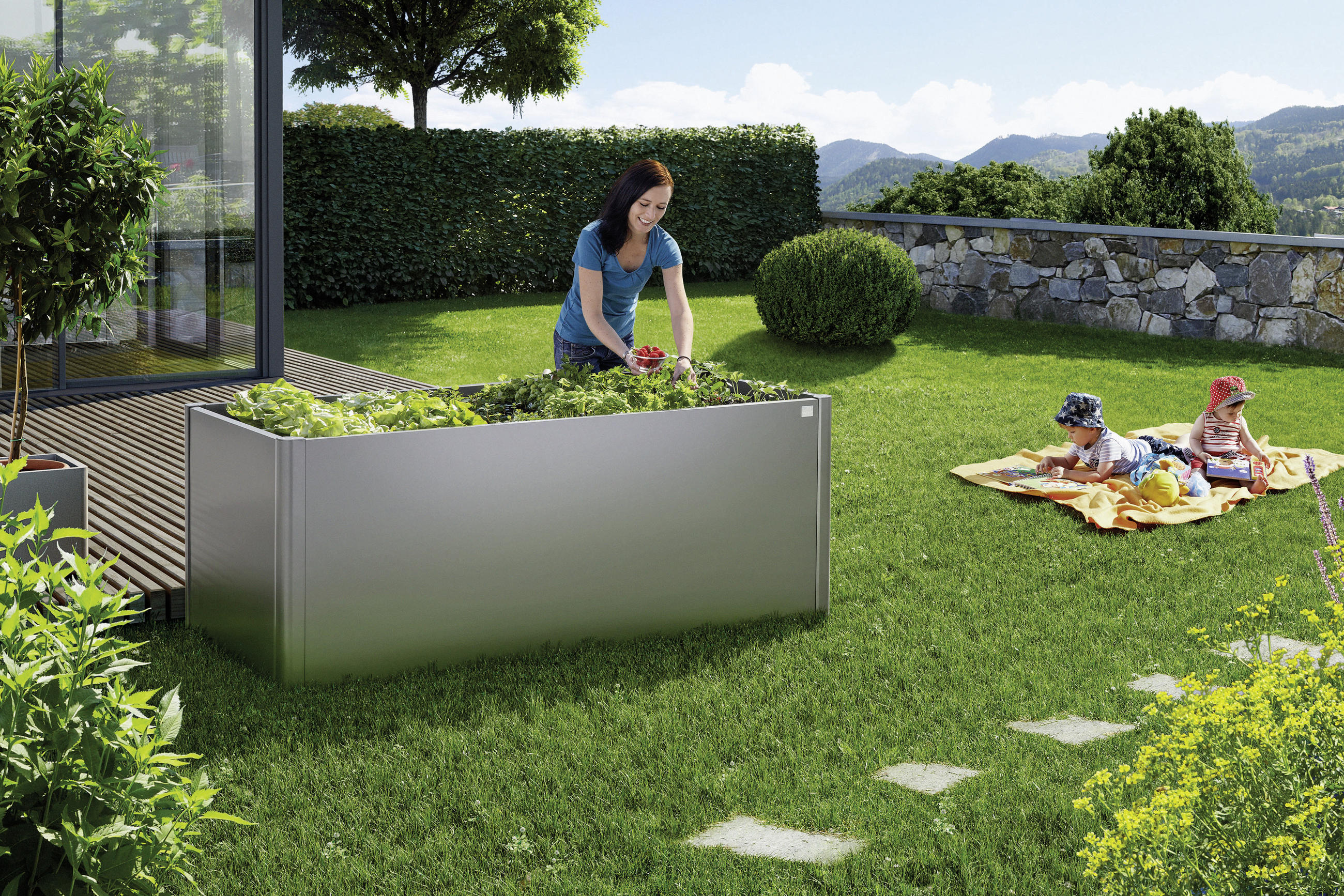 HOCHBEET  - Grau, Design, Metall (201/77/102cm) - Biohort