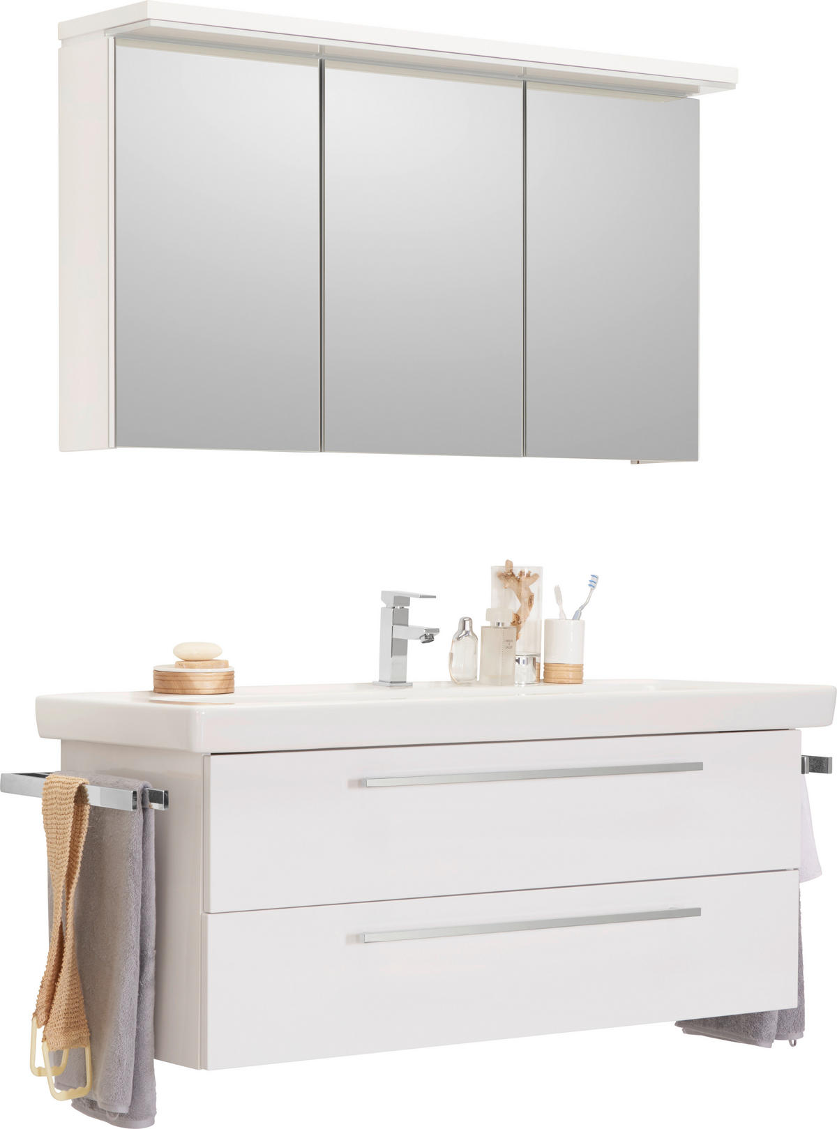 KOUPELNA bílá - bílá, Design, kompozitní dřevo/keramika (130cm) - Novel