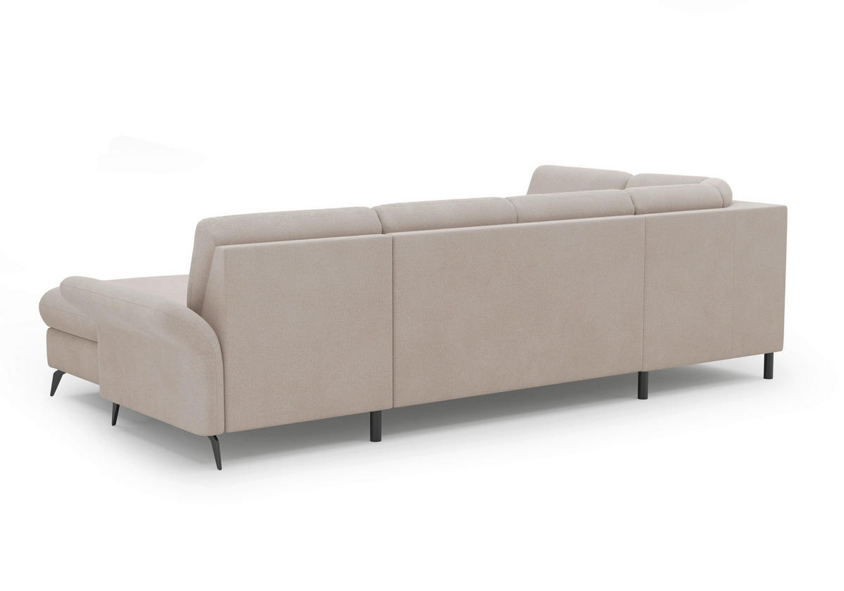 WOHNLANDSCHAFT Greige Flachgewebe  - Greige/Schwarz, KONVENTIONELL, Textil/Metall (195/314/164cm) - Sit & More