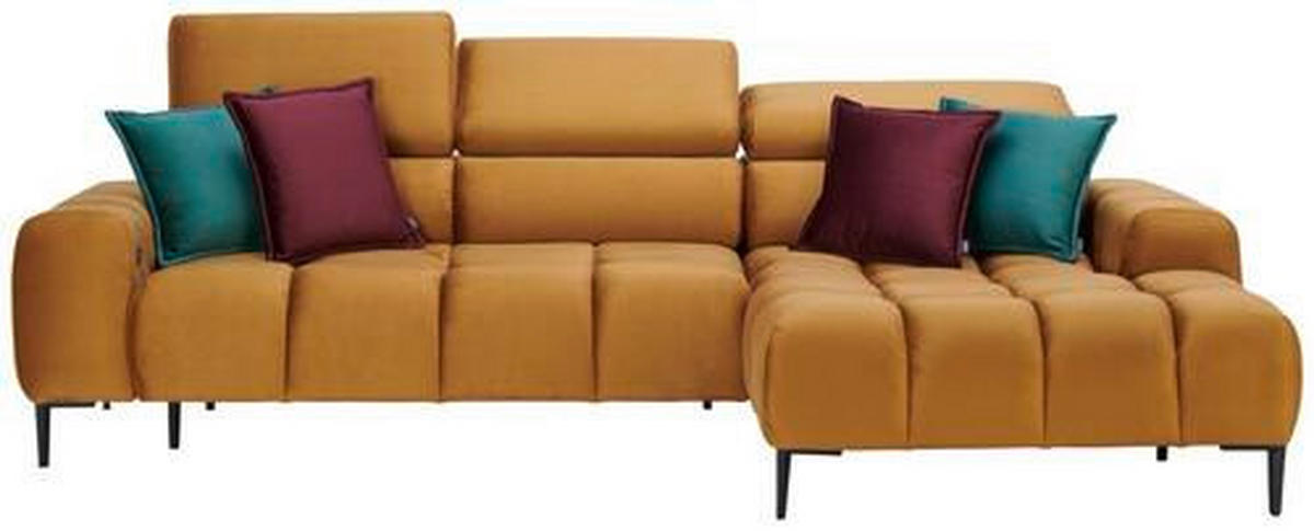 ECKSOFA in Webstoff Currygelb  - Currygelb/Schwarz, Design, Textil/Metall (270/177cm) - Welnova