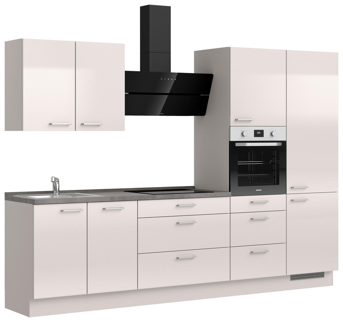 KÜCHENLEERBLOCK 300 cm   in Schieferfarben, Hellgrau  - Schieferfarben/Edelstahlfarben, MODERN, Holzwerkstoff/Metall (300cm) - Nobilia
