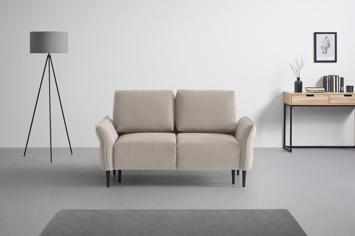 2-SITZER-SOFA Cord Taupe  - Taupe/Schwarz, Modern, Holz/Textil (150/85/92cm) - MID.YOU