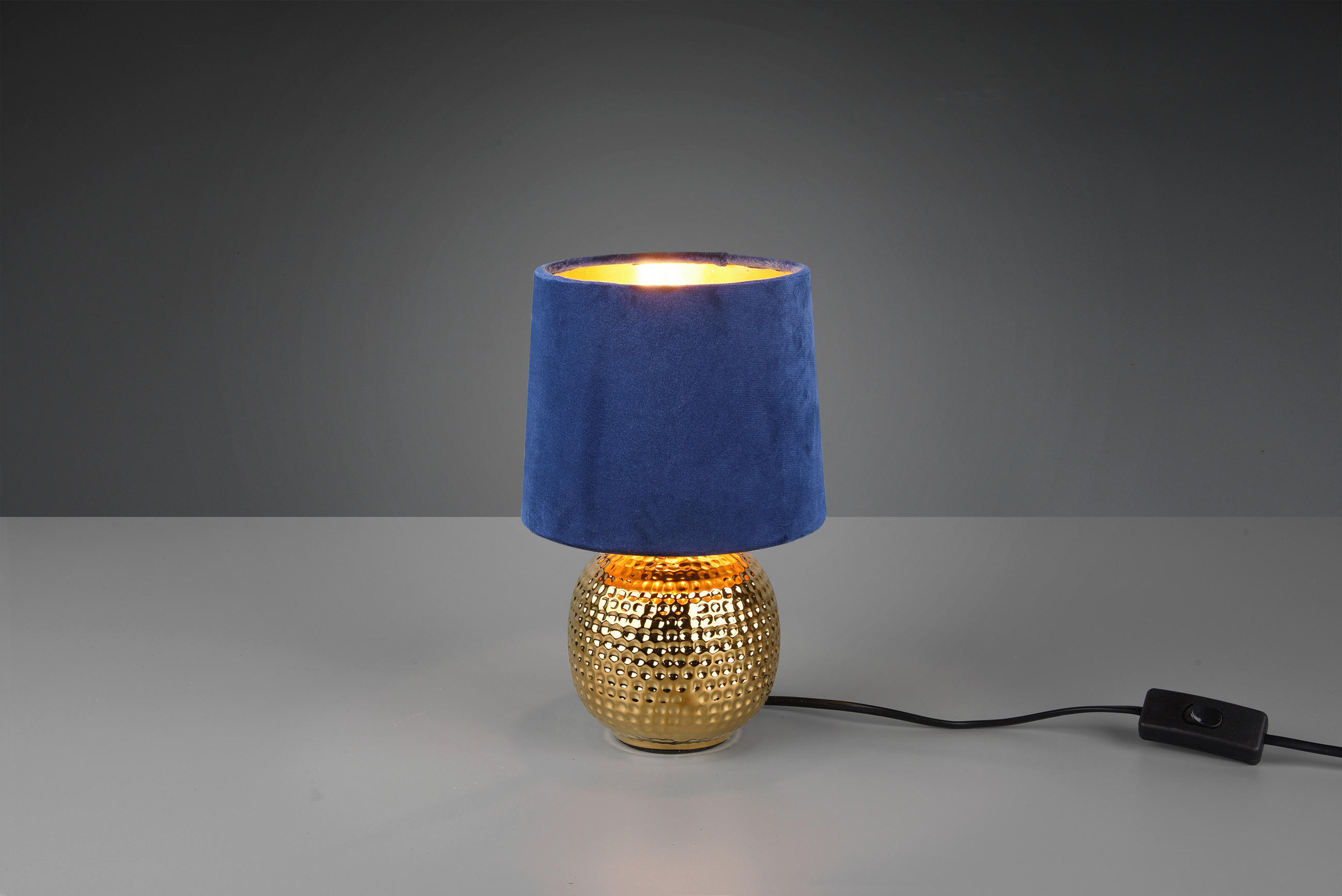 BORDSLAMPA 16/26 cm   - blå/guldfärgad, Design, textil/keramik (16/26cm) - P & B