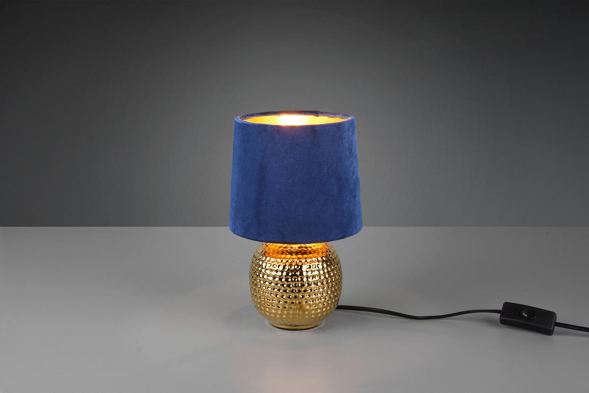 TISCHLEUCHTE - Blau/Goldfarben, Design, Keramik/Textil (16/26cm) - P & B