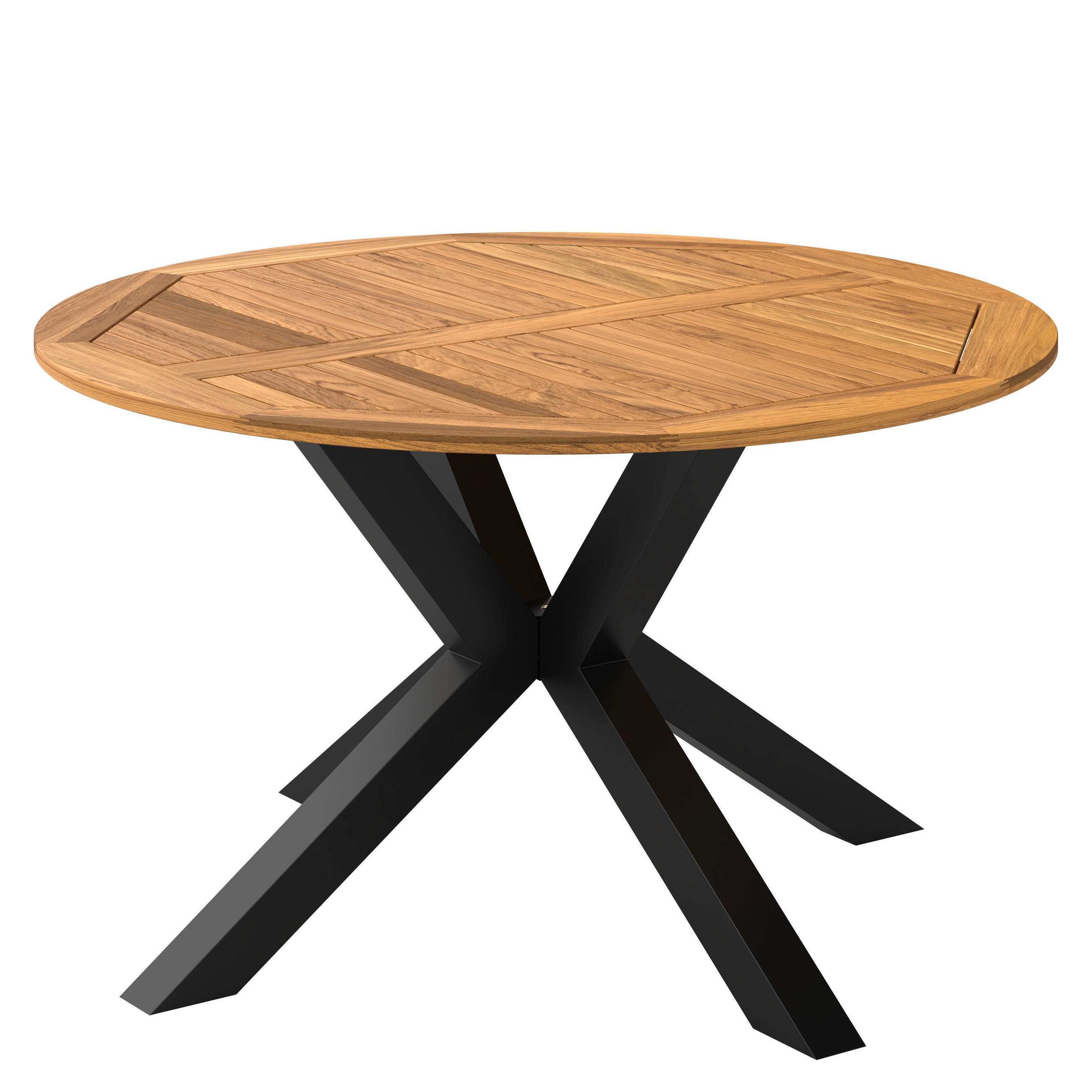 GARTENTISCH Holz, Metall rund  - Schwarz/Akaziefarben, Basics, Holz/Metall (130/75/130cm) - Ambia Garden