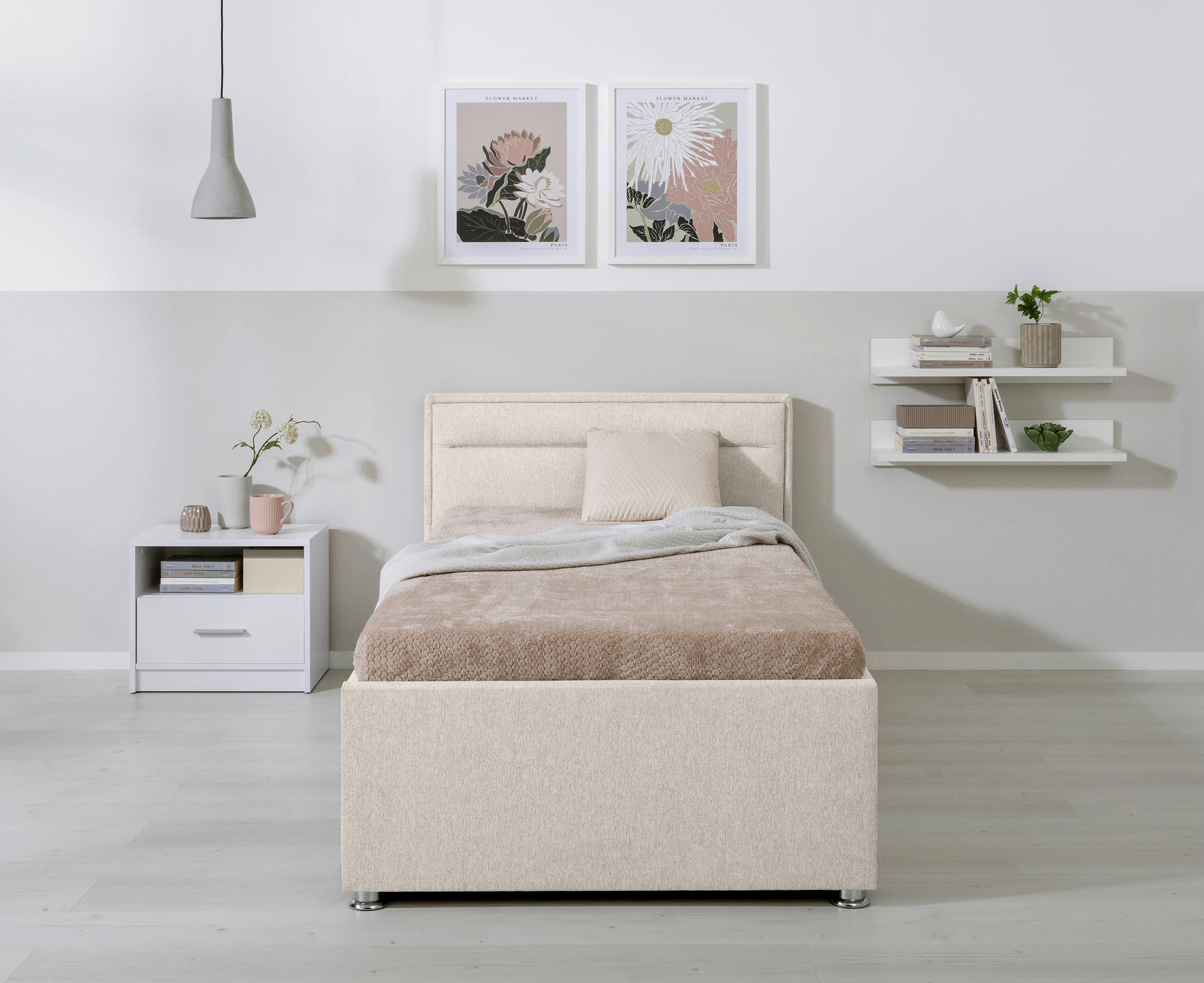 POLSTERBETT Lattenrost, Bettkasten Naturfarben 90/200 cm  - Naturfarben, MODERN, Holz/Kunststoff (90/200cm) - MID.YOU