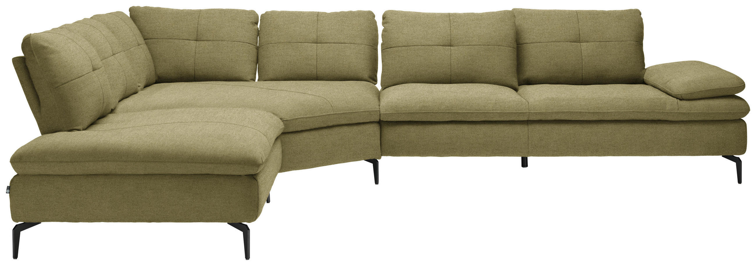 ECKSOFA in Flachgewebe Olivgrün  - Schwarz/Olivgrün, Design, Textil/Metall (271/344cm) - Chilliano