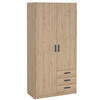 GARDEROB 98,5/200,4/49,8 cm 2-dörrar - vit/svart, Basics, metall/trämaterial (98,5/200,4/49,8cm) - Best Price